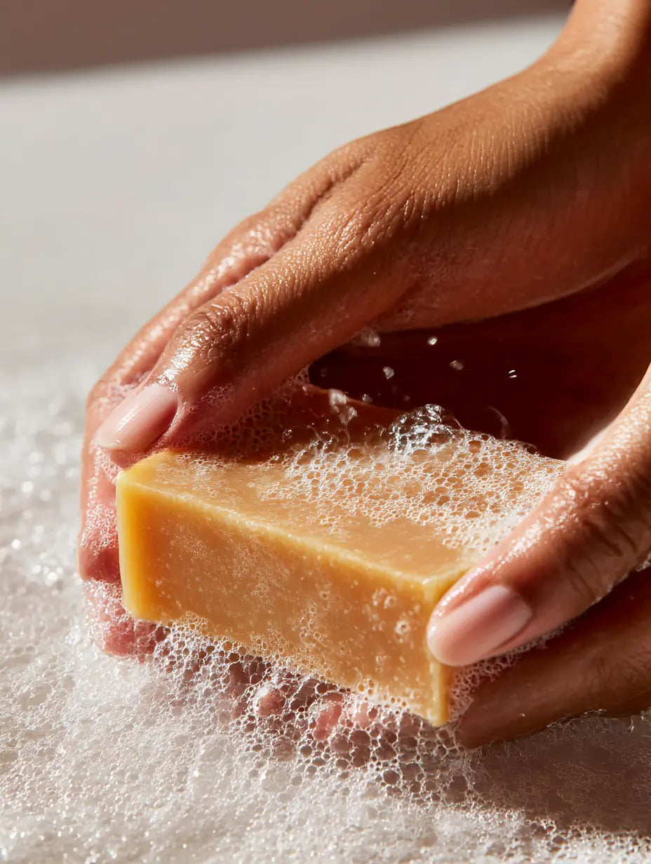 Savon naturel à la nigelle et à la carotte F&C Natura, soin visage et corps, artisanal et 100% végétal.
