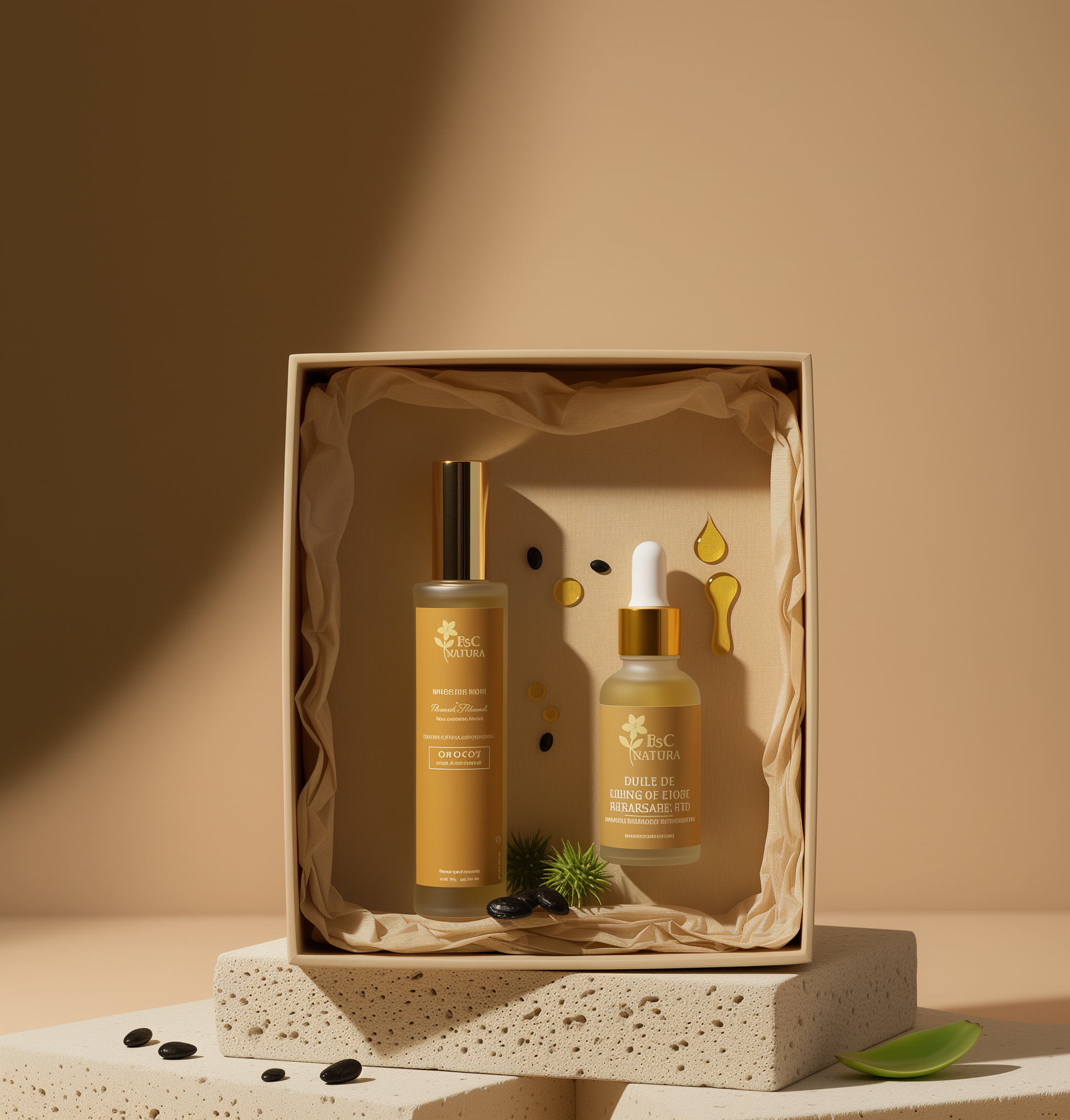 Coffret Beauté Huiles Précieuses F&C Natura – huiles végétales artisanales du Maroc pour peau régénérée et cheveux forts