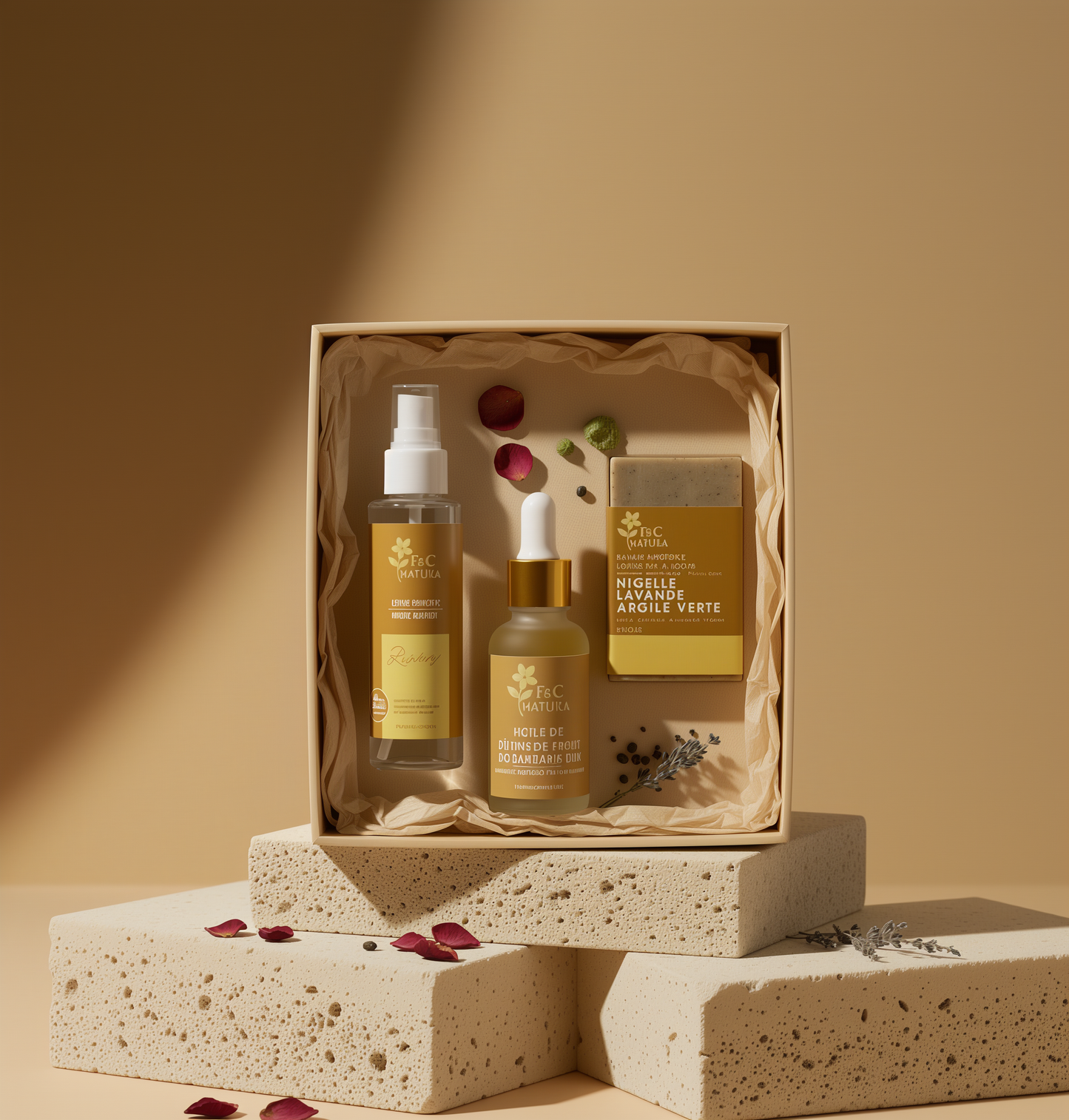 Coffret Rituel Éclat du Visage F&C Natura – soins naturels marocains pour illuminer, hydrater et régénérer la peau