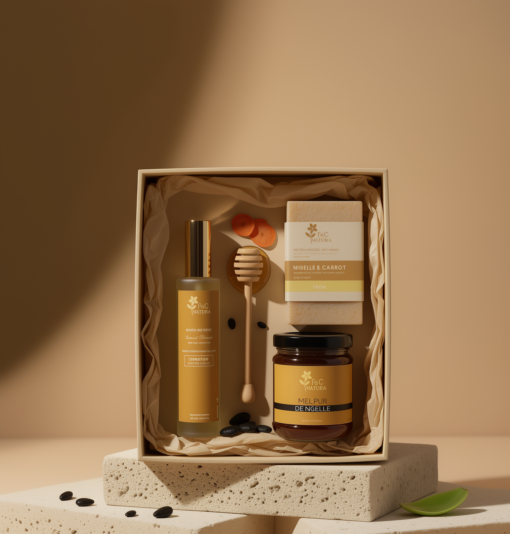 Coffret Vitalité & Immunité F&C Natura – soins naturels à base de miel, nigelle et huile de ricin pour renforcer le corps et sublimer la peau