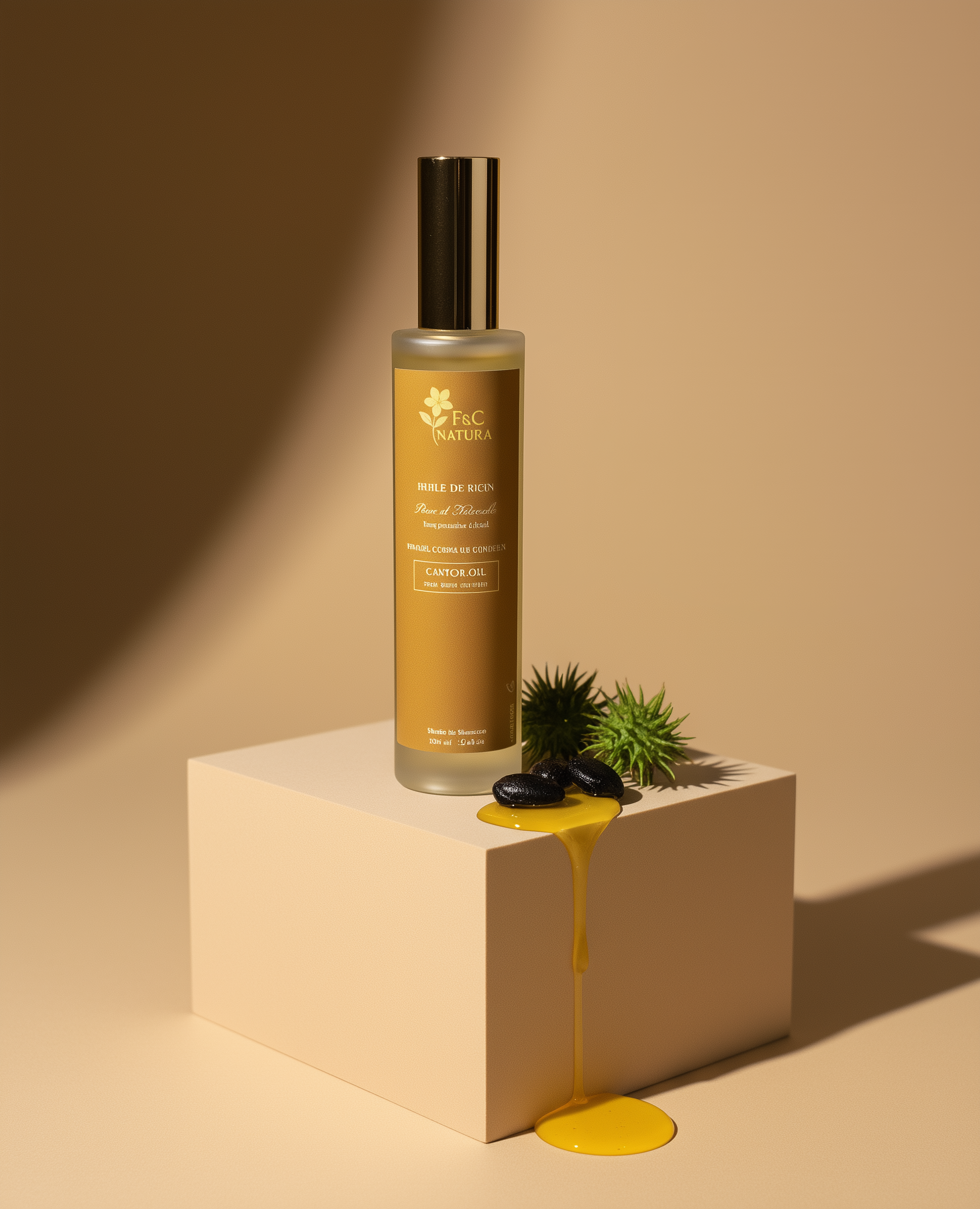 Huile de ricin naturelle F&C Natura du Maroc, soin capillaire et cutané nourrissant et fortifiant 