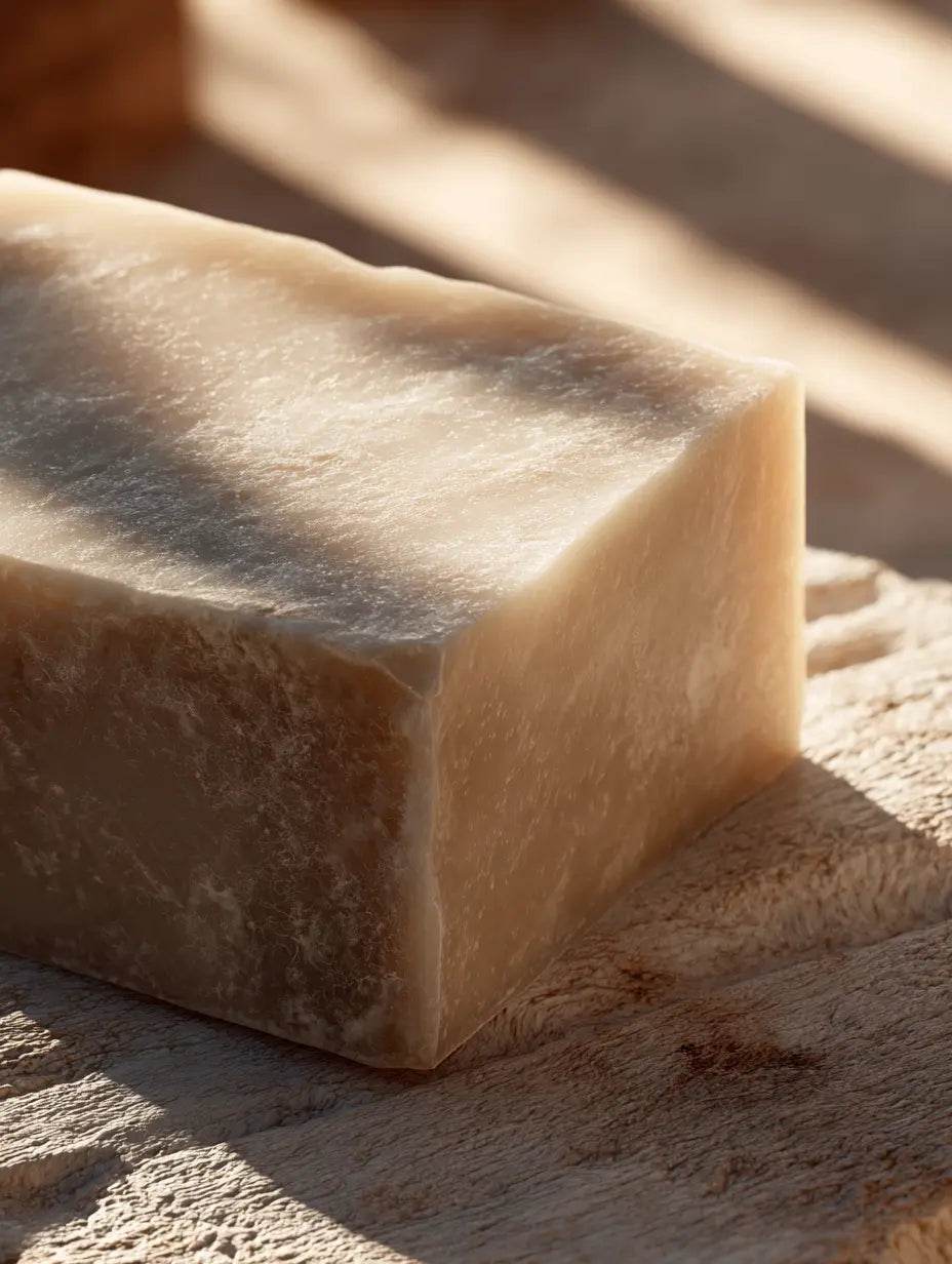 Savon surgras artisanal F&C Natura avec nigelle, lavande et argile verte, idéal pour peaux mixtes, sensibles et sujettes aux irritations.